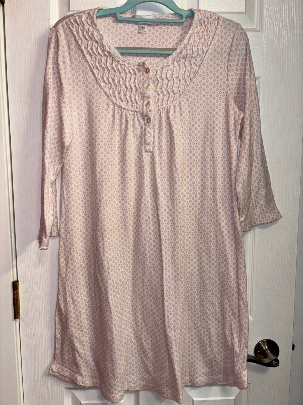 Miss Elaine Lightweight Pink Ruffled Yoke Nightgown